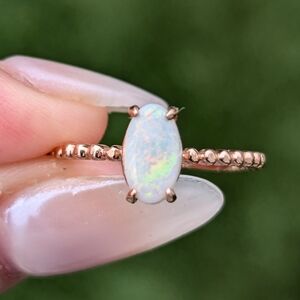 14 Karat Solid Gold with Natural Oval Opal Ring